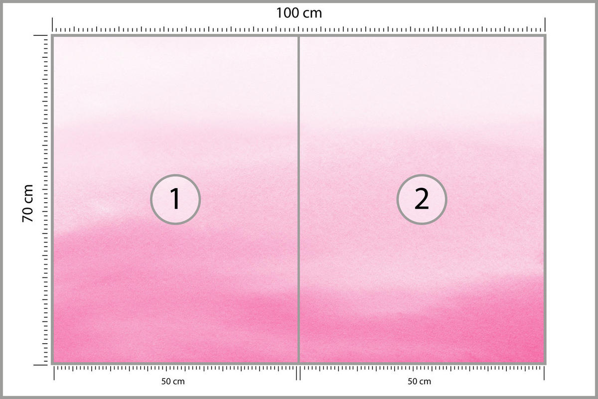 FOTOTAPETE für Schlafzimmer Ombré in Rosatönen Pastell 100x70 - Rosa/Weiß, Papier (100/70cm) - Muralo