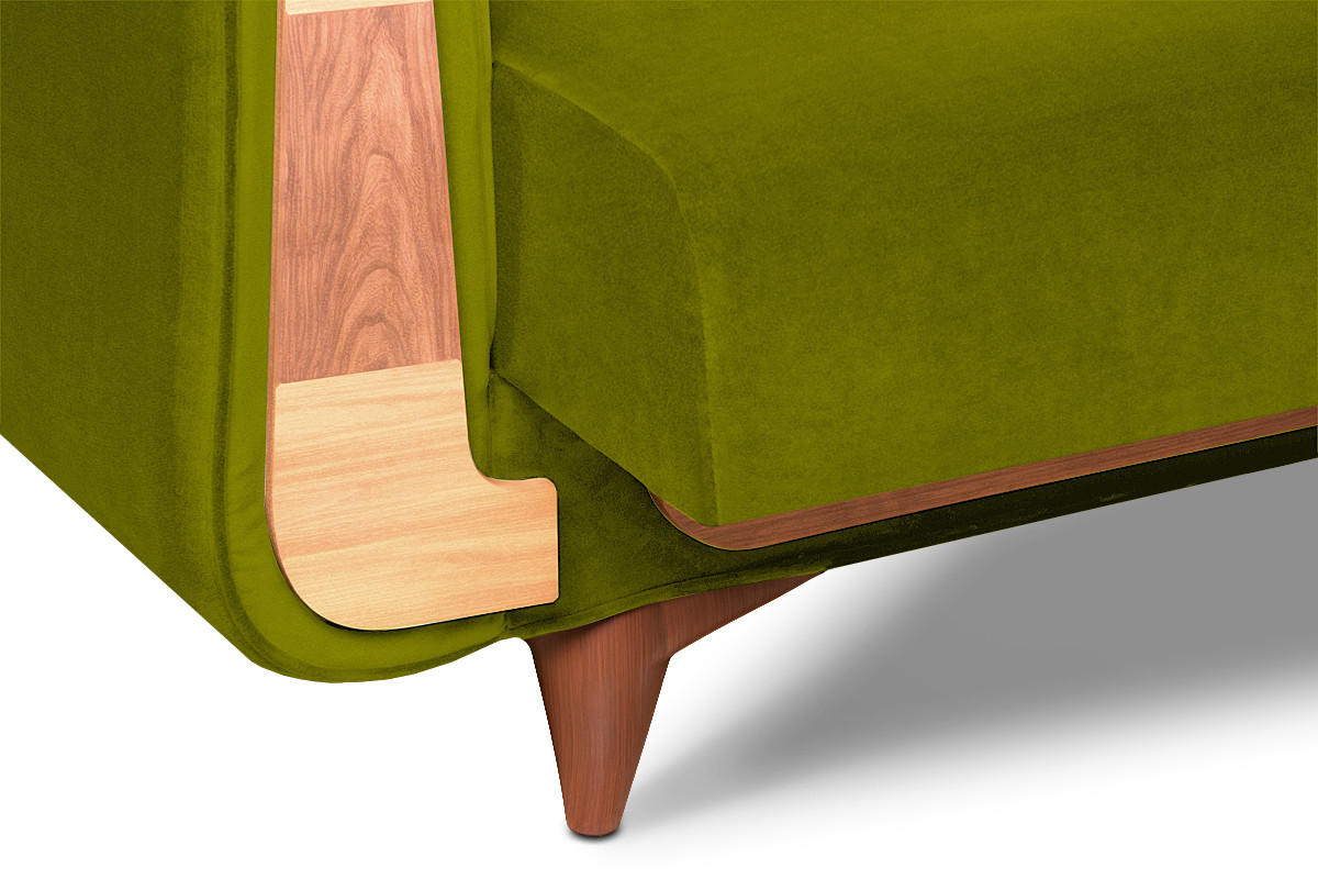 3-SITZER-SCHLAFSOFA GUSTAVO mit Armlehnen, grün - Braun/Olivgrün, Holz/Holzwerkstoff (230/98/98cm) - KONSIMO®