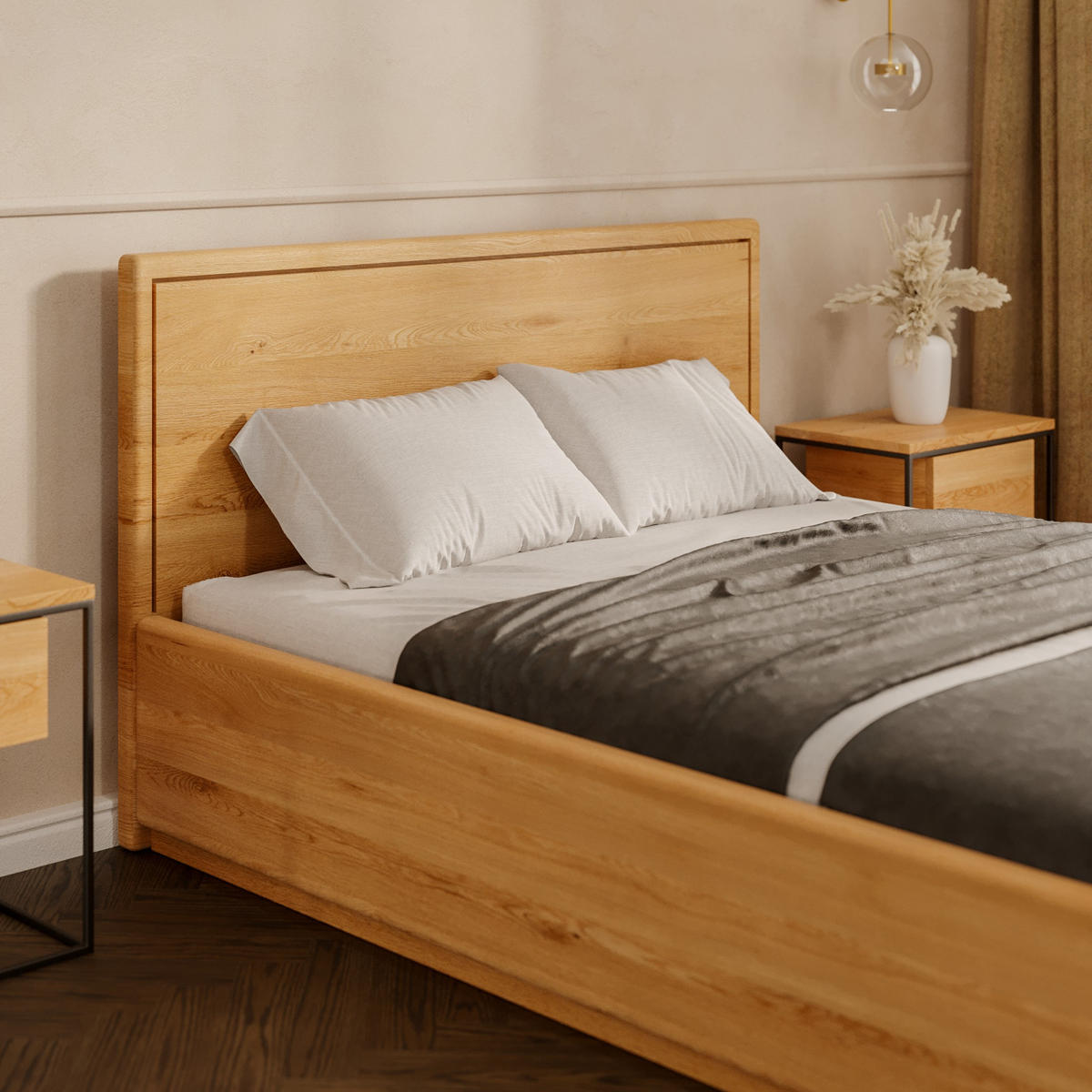 MASSIVHOLZBETT Linea aus Eiche mit Bettkasten 160x200 cm - Eichefarben/Naturfarben, Holz (160/200cm) - Danzz