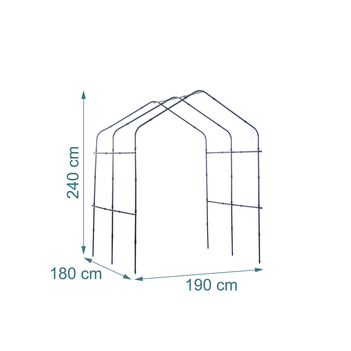 ARCADĂ Negru Verde metal cu plasă pentru cățărătoare 240 cm - negru, material plastic/metal (190/240/180cm) - Relaxdays
