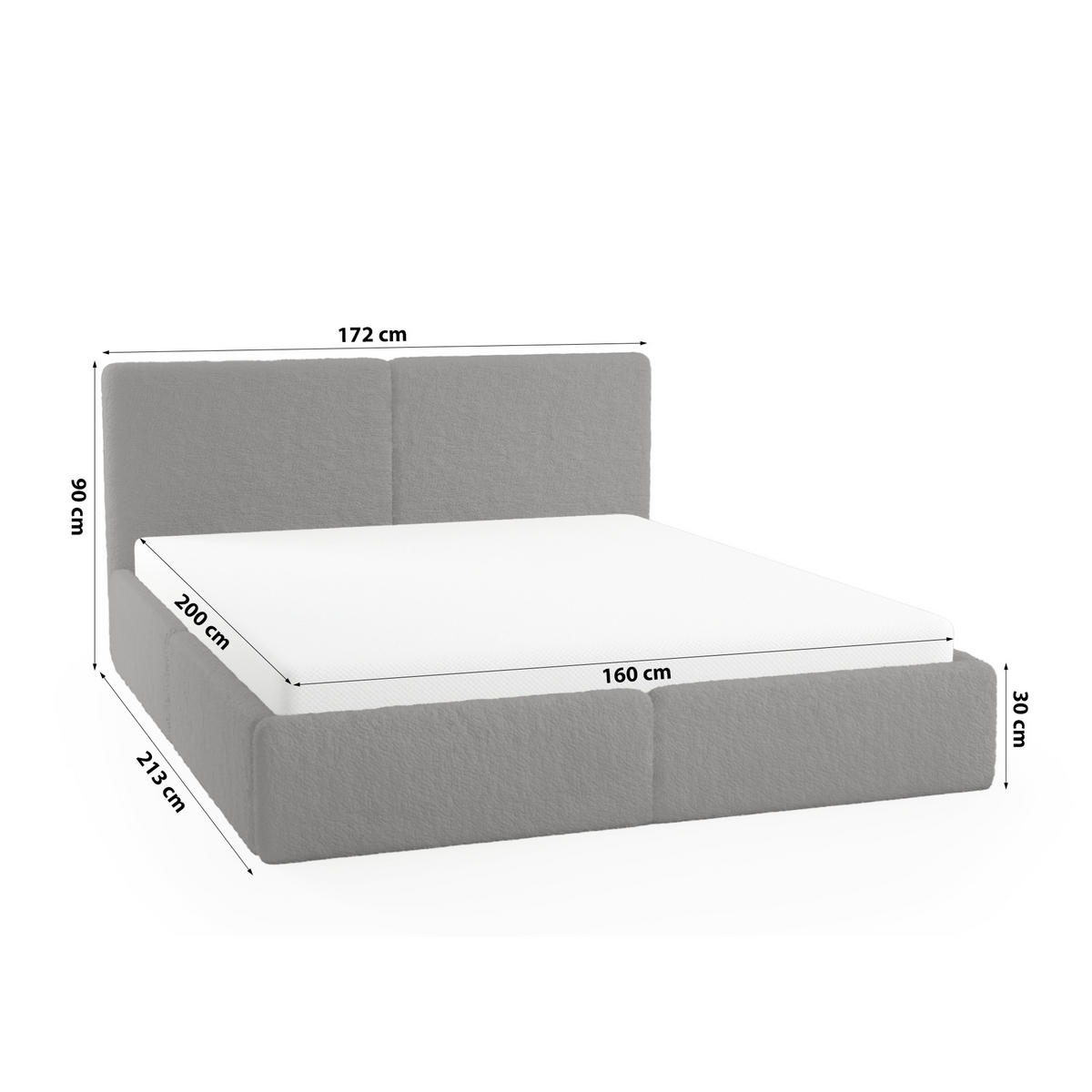 POLSTERBETT Doppelbett Sarria Slim Grau (Anthology 18) 160x200 cm - Grau, Textil (160/200cm) - Meblito