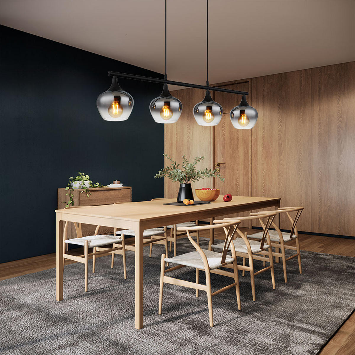 LED HÄNGELEUCHTE Maxy Metall Schwarz - Schwarz, Glas (90/15/120cm) - Globo Lighting