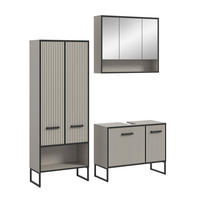 BADKOMBINATION 3tlg. Bagno Bad in Kaschmir Nachbildung und schwarz B/H/T: 154x192x36 cm - Kaschmir, Holzwerkstoff (154/192/36cm)