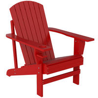 GARTENSTUHL, mit Becherhalter, Gartenliege, Balkonstuhl, Massiv Tannenholz, Rot - Rot, Holz (94/93/72cm) - Outsunny