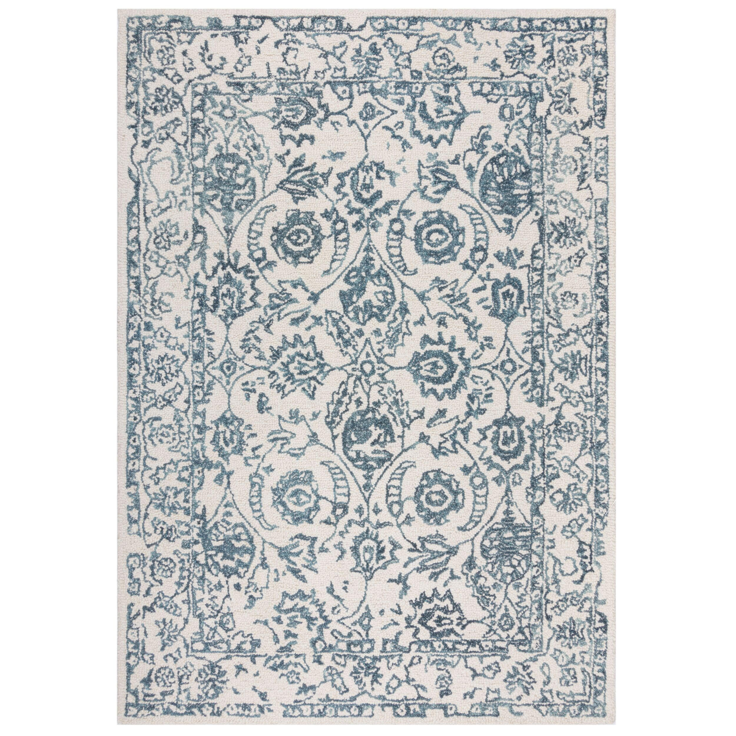 WOLLTEPPICH Floral-Vintage, traditionell SOAR MATT, Türkis-Beige 120x170 cm - Türkis, Textil (120/170cm) - KADIMA DESIGN