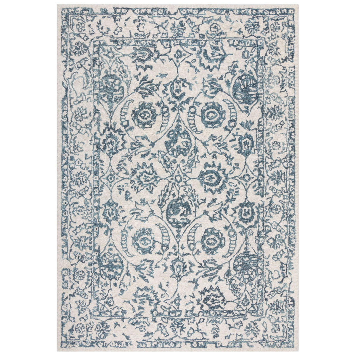 WOLLTEPPICH Floral-Vintage, traditionell SOAR MATT, Türkis-Beige 120x170 cm - Türkis, Textil (120/170cm) - KADIMA DESIGN