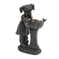 GARTENBRUNNEN LED Kupfer Mädchen Figur 65.5cm Außen Terrasse - Bronzefarben, Naturmaterialien (30/42/65.5cm) - FLIEKS