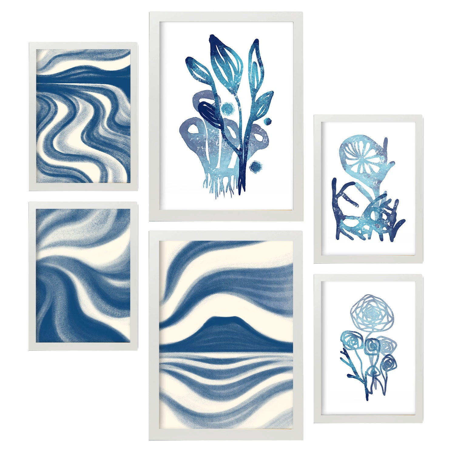 POSTER Set Mit 6 Immer Noch Natur In Blume Zusammenfassung Ästhetische Dekorative Gemälde Für Ihr Wohnzimmer Zuhause A3 & A4 Weißer Rahmen - Weiß, Papier (29/3cm) - Nacnic