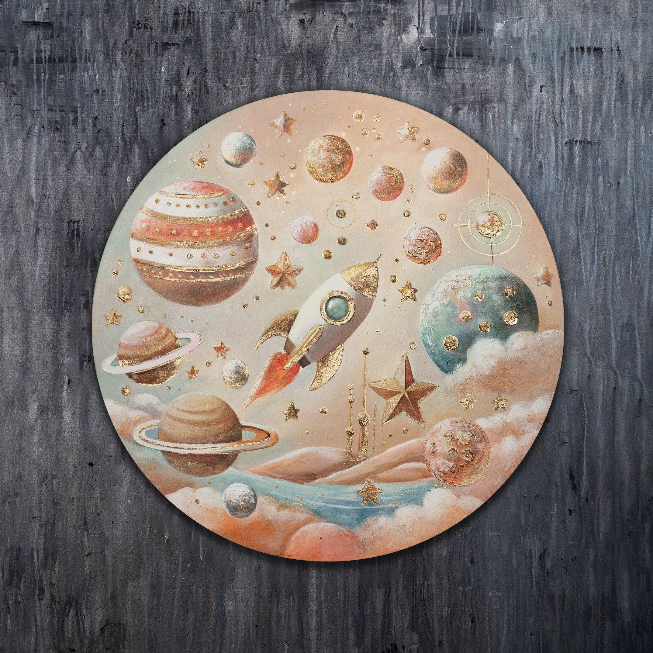 GEMÄLDE Sternenflug auf Keilrahmen 90 cm - Multicolor, Holz (90/90cm) - YS-art gallery
