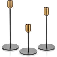 KERZENSTÄNDER 3er-Set Gold & Schwarz 24/20/14 cm - Multicolor, Metall (5/5/10cm)
