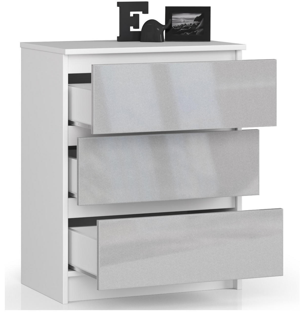 KOMODA Bílá, lesklý kovový povrch 77/60/40 - bílá, kompozitní dřevo (60/77/40cm) - RAUMHIRSCH FURNITURE