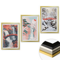 WANDBILDER 3er Set - 40x60 cm Goldrahmen - Wasserfälle der Jahreszeiten - Goldfarben, Kunststoff (40/60cm) - ArtPrintCave