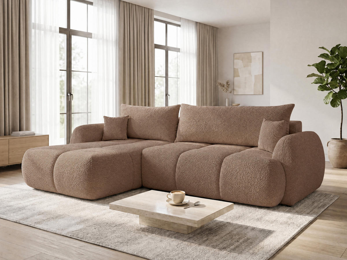 ECKSOFA Loria, Seite: Links - Schwarz/Rosa, Holz/Kunststoff (273/183cm) - Sofnet