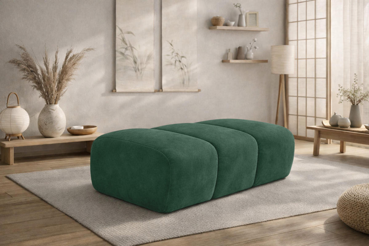 POUF modular, Veloursstoff Bluvel, Grün, CROISSANT - Grün, Holz (105/44/70cm) - Kaiser Möbel