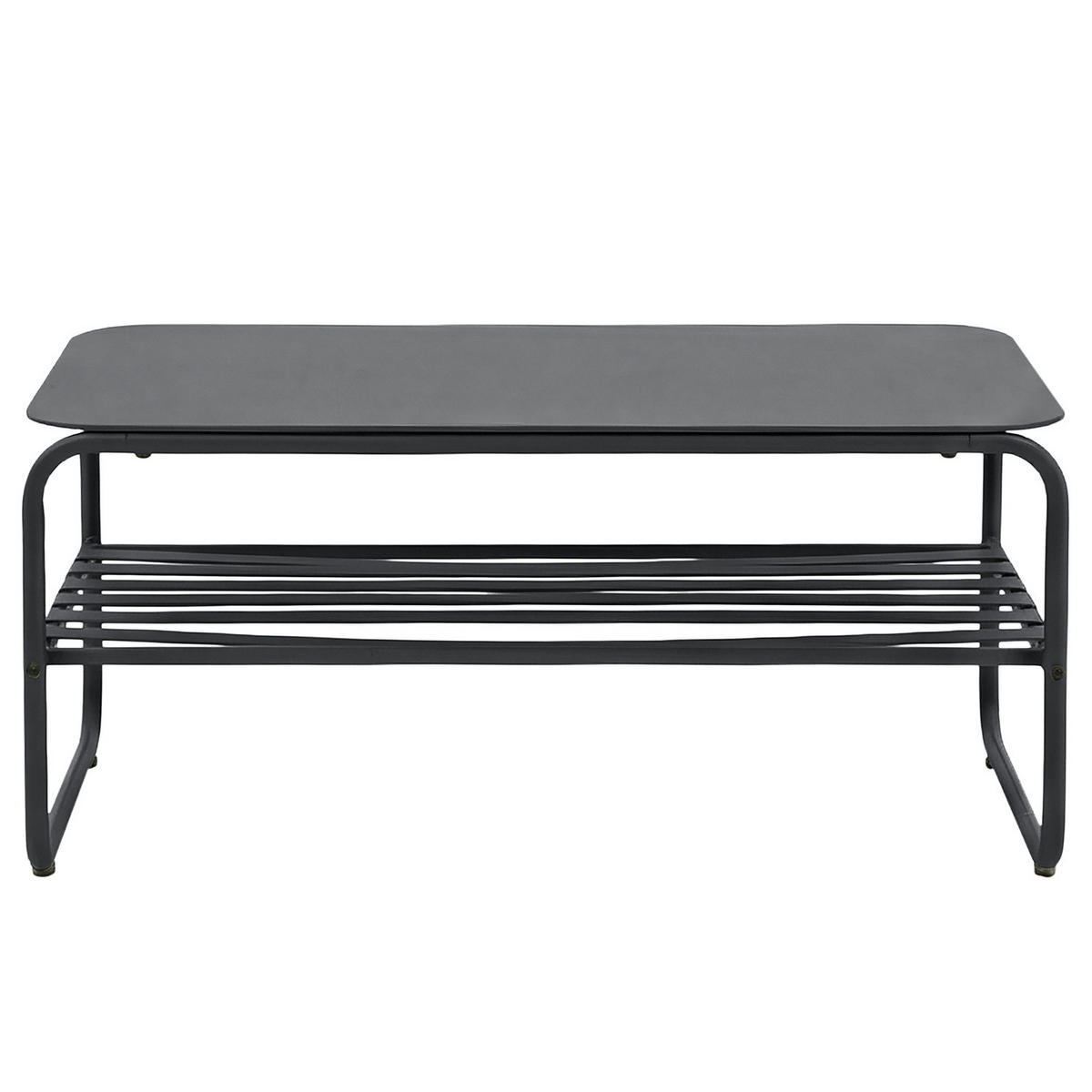 LOUNGEGRUPPE - 4-teilig - Stahl / Webstoff - Anthrazit, Glas/Textil - home24