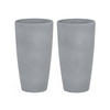 BLUMENKÜBEL 2er-Set grau rund 23/23/42 cm Abdera - Grau, Stein (42cm) - Beliani