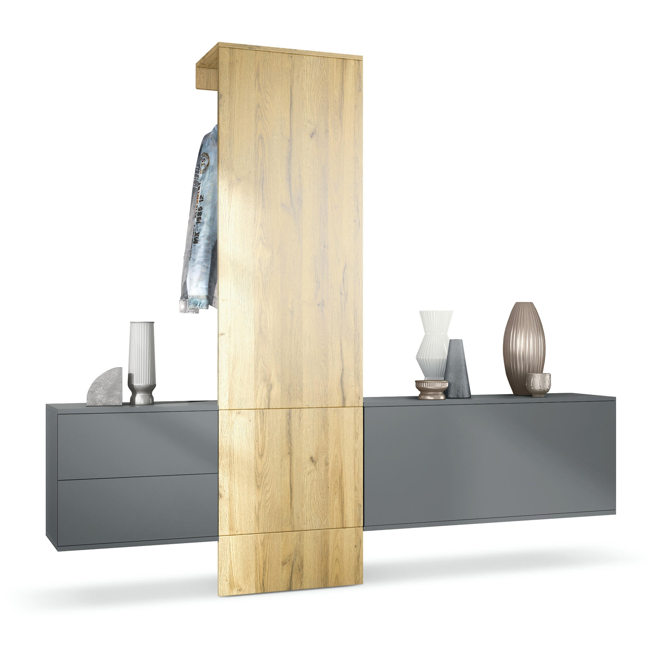 GARDEROBE Carlton Paneel in Eiche Nature - Eichefarben, Holzwerkstoff (209/193/35cm) - Vladon