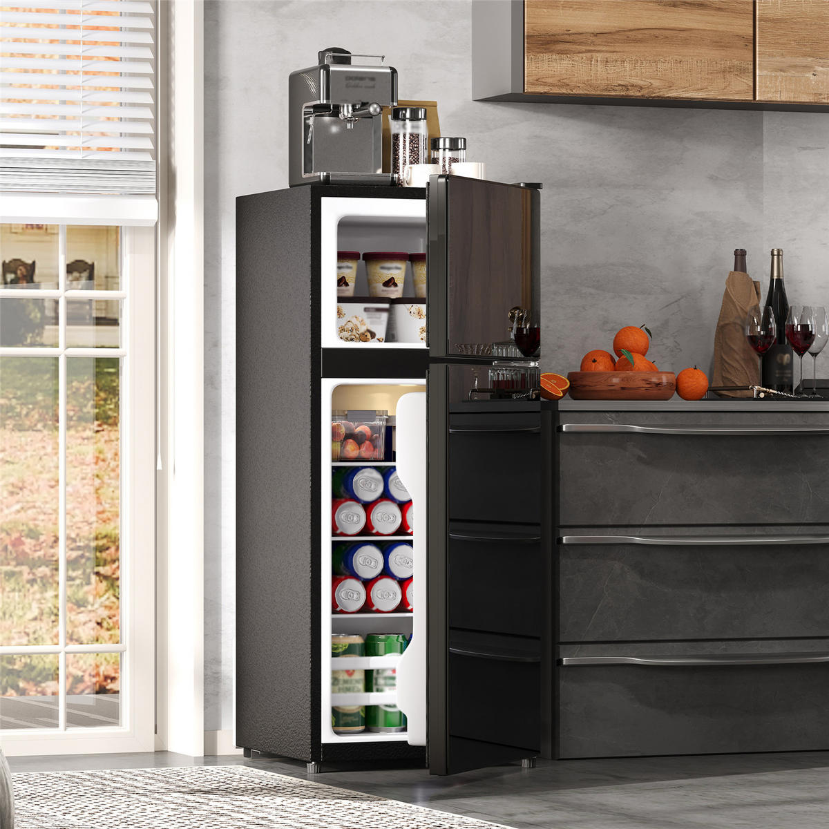 MINIKÜHLSCHRANK 92L Gefrierfach LED Temperaturregelung - Schwarz, Metall (42.5/102/44.5cm) - Kaket