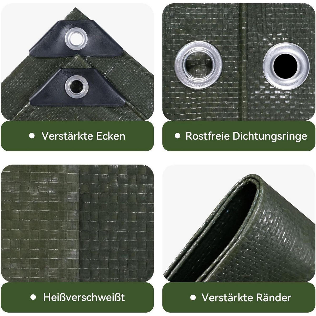 ABDECKPLANE 10 x 10 m Grün 115g/m² Wasserdicht UV-beständig - Grün, Kunststoff (49/39/16cm)