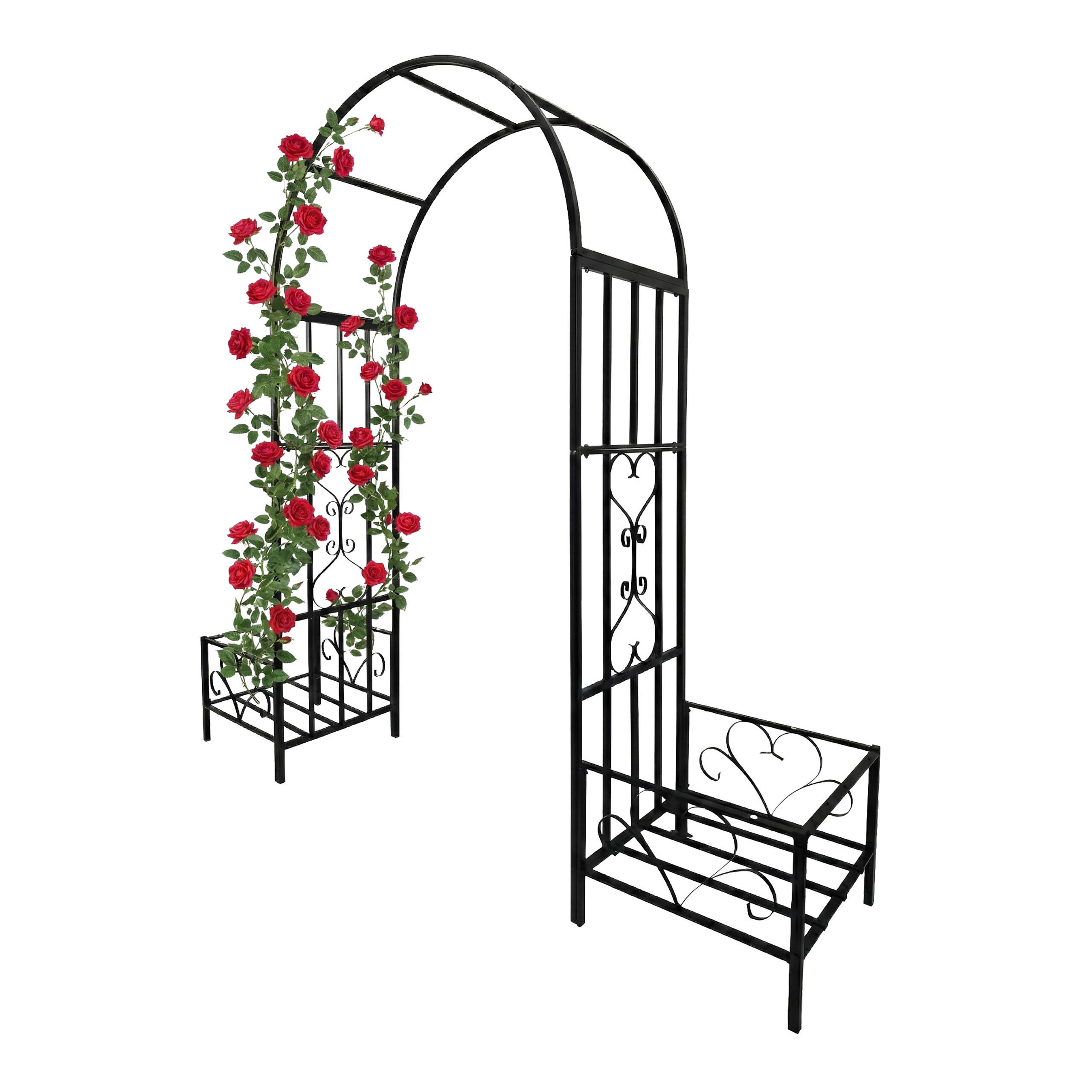 OBLÚK ruží - čierna, kov (216/206/216cm) - Relaxdays