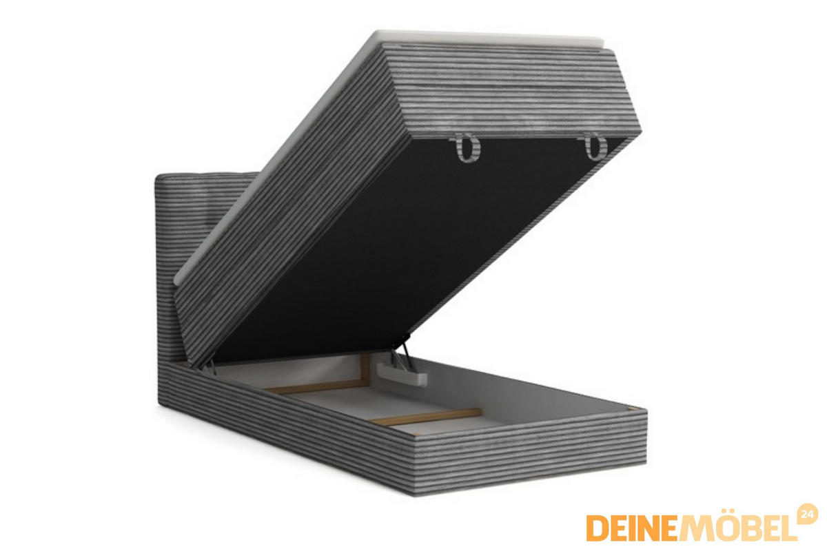 BOXSPRINGBETT JUNG 2 100/200 Cord Ecru mit Matratzen H3 + H4 - Ecru, Holz/Holzwerkstoff (100/200cm) - Deine Möbel 24