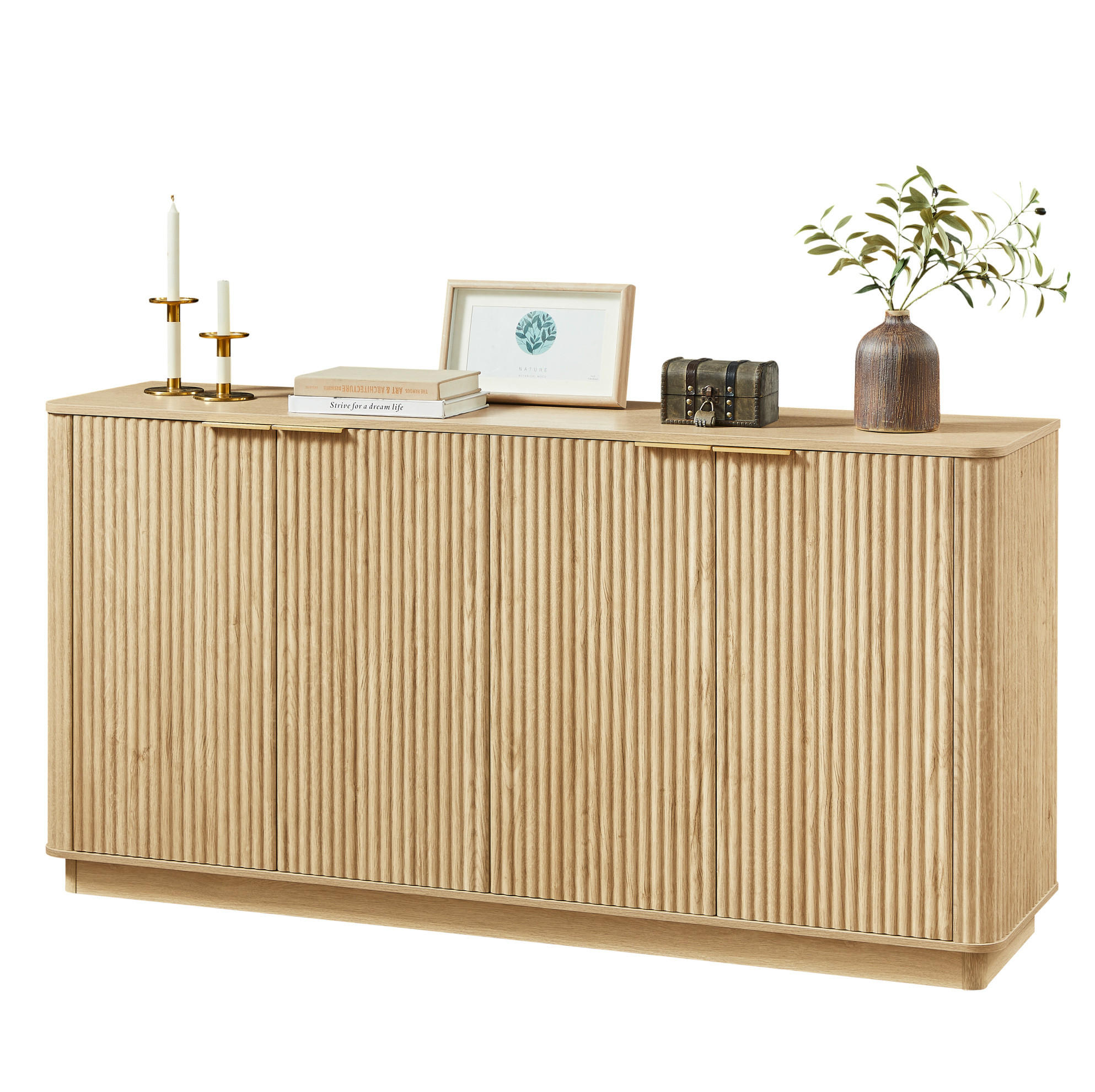 SIDEBOARD 160/40/80 cm Eiche aus MDF mit 4 Türen und Stauraum - Eichefarben, Holzwerkstoff (160/80/40cm) - OKWISH