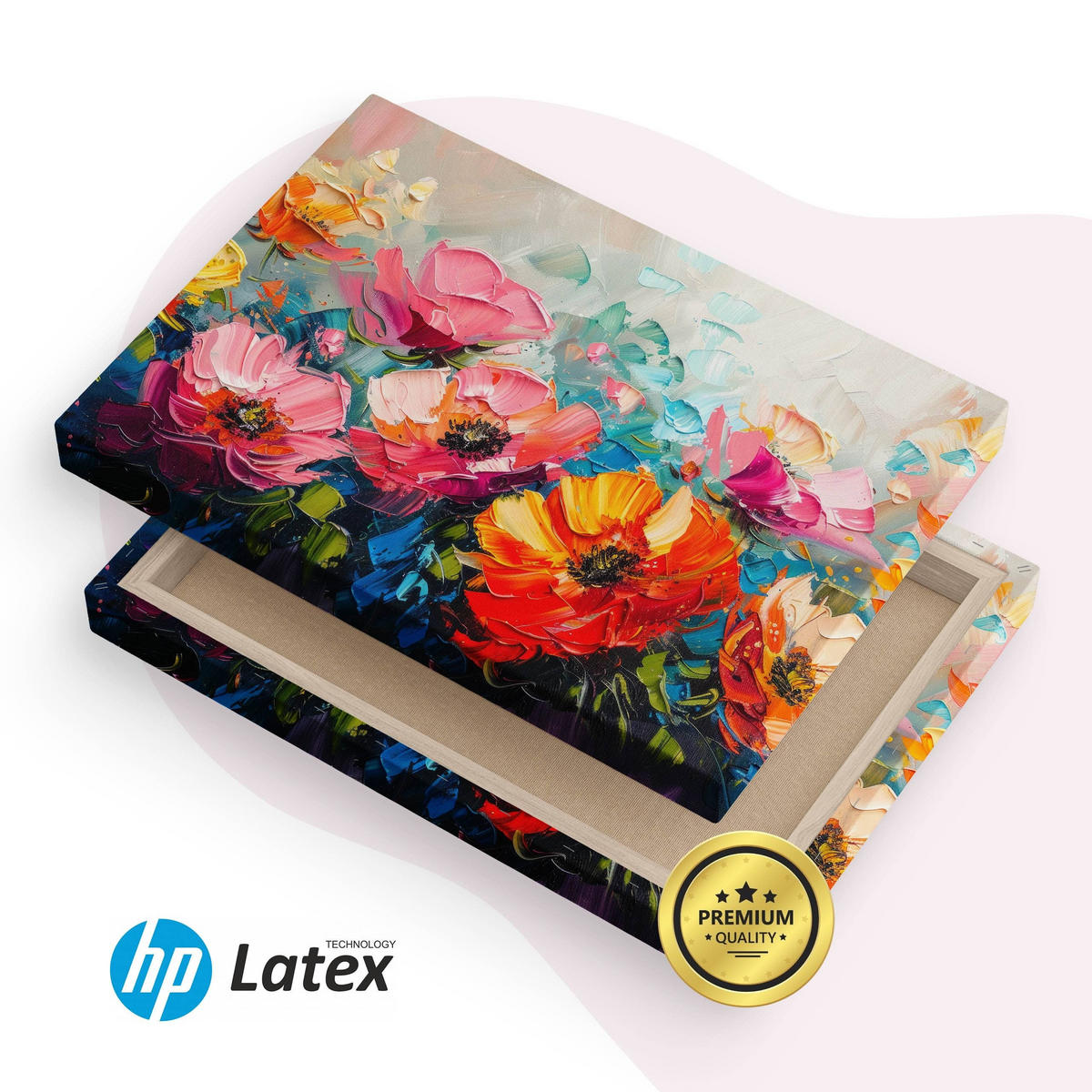 LEINWANDBILD bunte BLUMEN Abstraktion Malarei 70x50cm - Rot/Violett, Textil (70/50cm) - Muralo