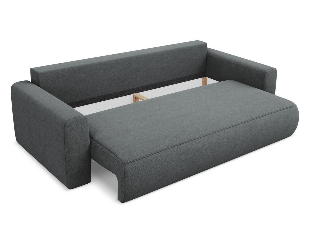 3-SITZER SOFA mit Schlaffunktion Strukturstoff Stoff Grau - Schwarz/Grau, Kunststoff/Textil (238/82/105cm) - Makamii