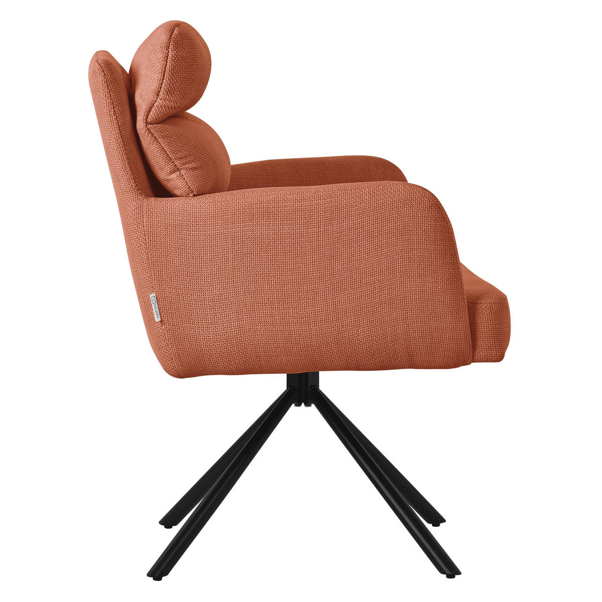 ESSZIMMERSTUHL 4er Set drehbar Orange Stoffbezug - Schwarz/Orange, Textil/Metall (64.5/93/64cm) - ML-DESIGN