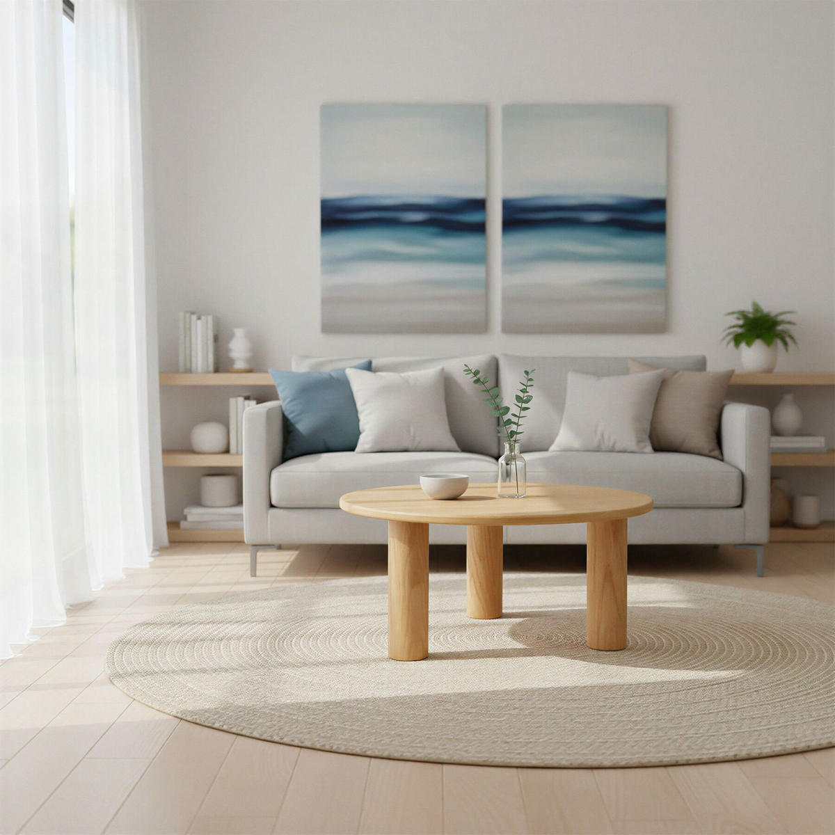 COUCHTISCH Sisi,bodenschonende Filzgleiter,Eiche hell - Eichefarben, Holz (80/80/35.5cm) - tectake