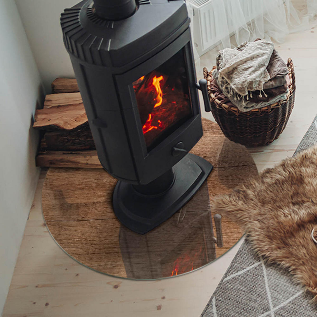 GLASPLATTE für Kamin Ø 70 cm Braun - Braun, Glas (70/70/0.4cm) - ArtPrintCave