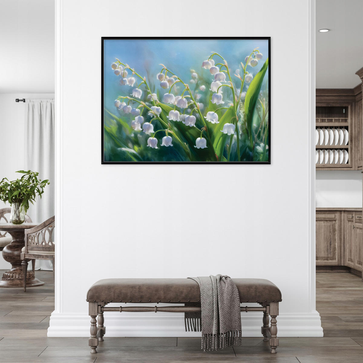 BILDER mit Rahmen Blumen Natur Grün 120x80 cm - Multicolor, Holzwerkstoff (120/80cm) - Wallarena