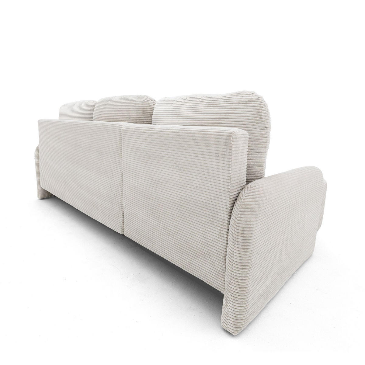 ECKSOFA CASPER L Links mit Schlaffunktion 132x198 Cord Creme - Creme/Schwarz, Holz/Kunststoff (217/145cm) - NACANAPA