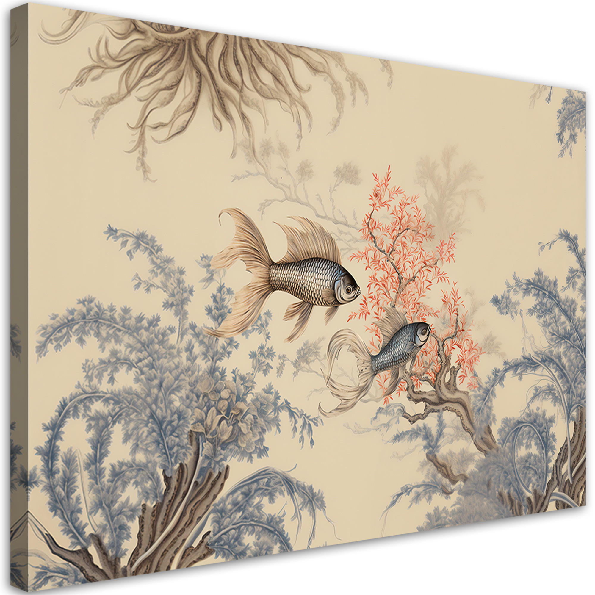 WANDBILD feng shui boho fisch - Beige, Textil (60/40cm) - Feeby