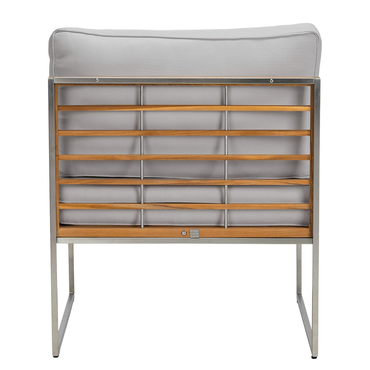 LOUNGESESSEL - Webstoff / Teak massiv - Hellgrau, Holz/Textil (70/74/70cm) - home24