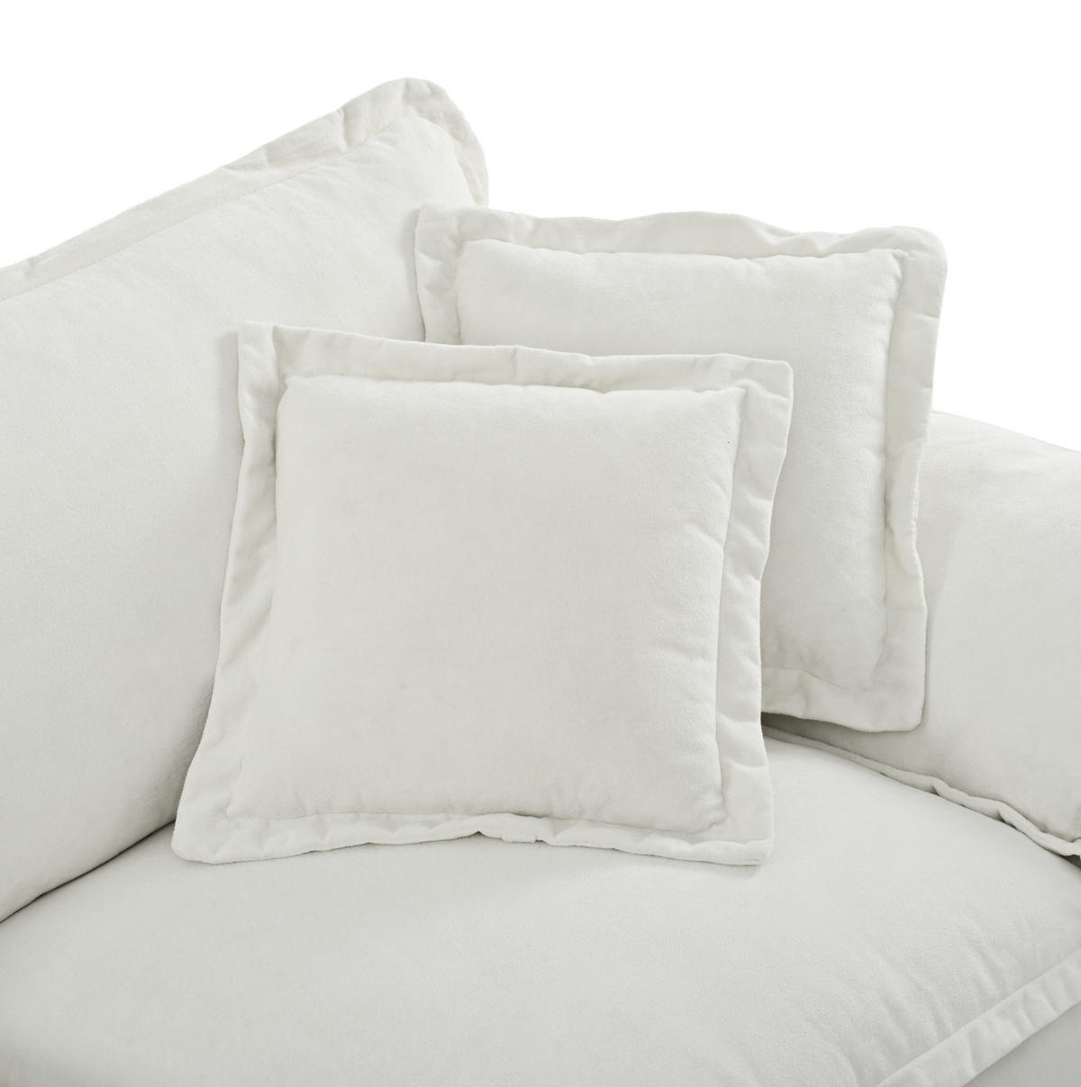 ECKSOFA aus Chenille 264x155x90 cm in Beige mit Ottomane & 2 Kissen - Beige, Textil (155/90/264cm) - Modfu