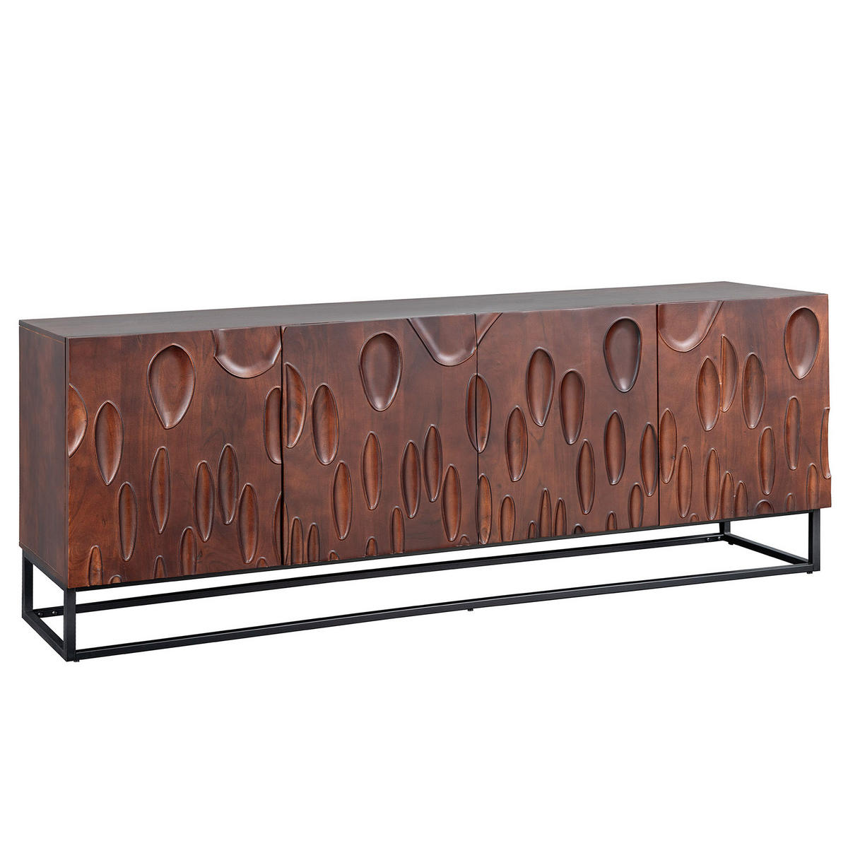 SIDEBOARD DUNE Akazie Braun 175cm - Schwarz/Braun, Holz/Metall (175/76/40cm) - riess-ambiente