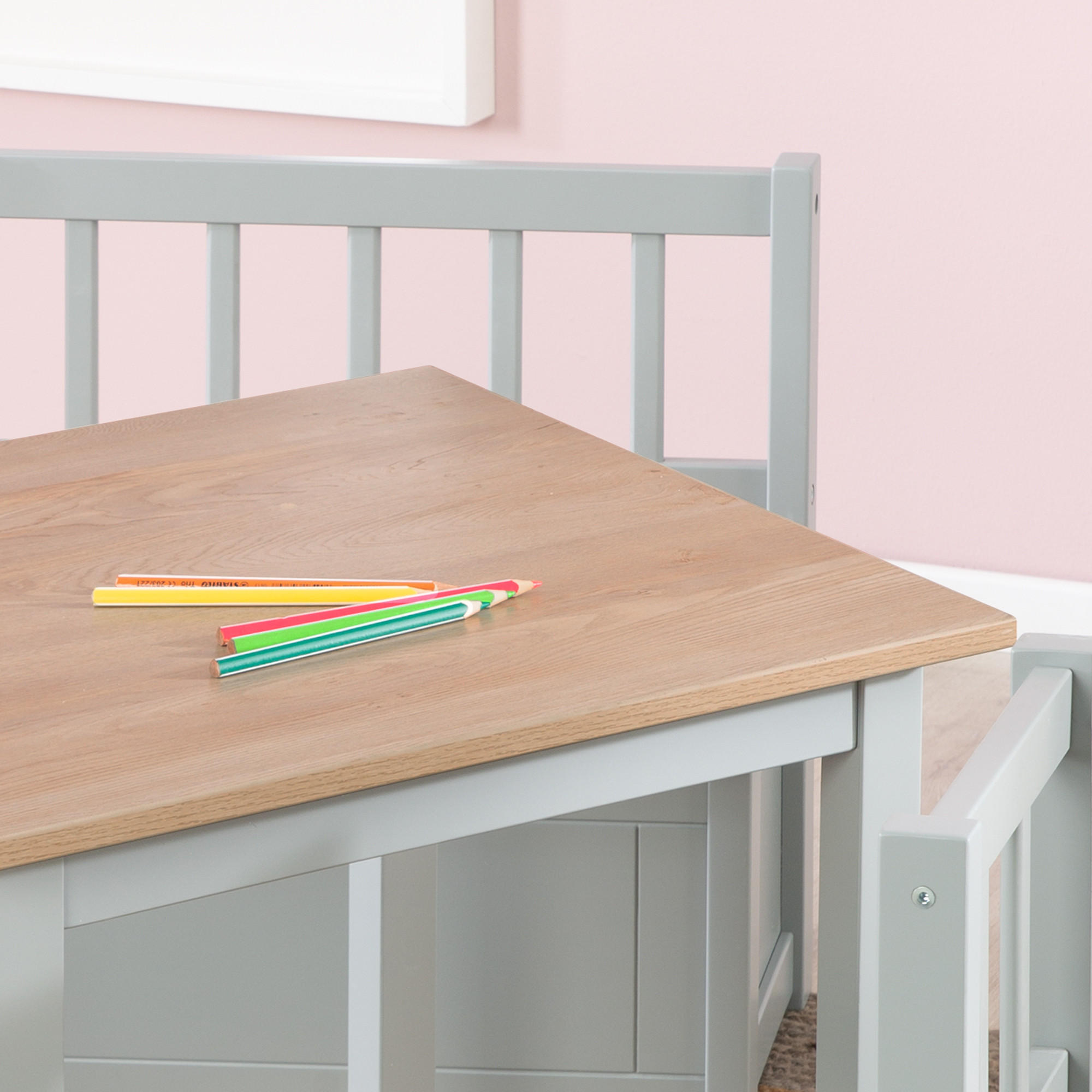 Thumbnail - Roba Kindersitzgruppe, Taupe, Sonoma Eiche, Holzwerkstoff, 2-Sitzer, Quadratisch,Quadratisch, 56x49x56 cm, Kinder- & Jug...