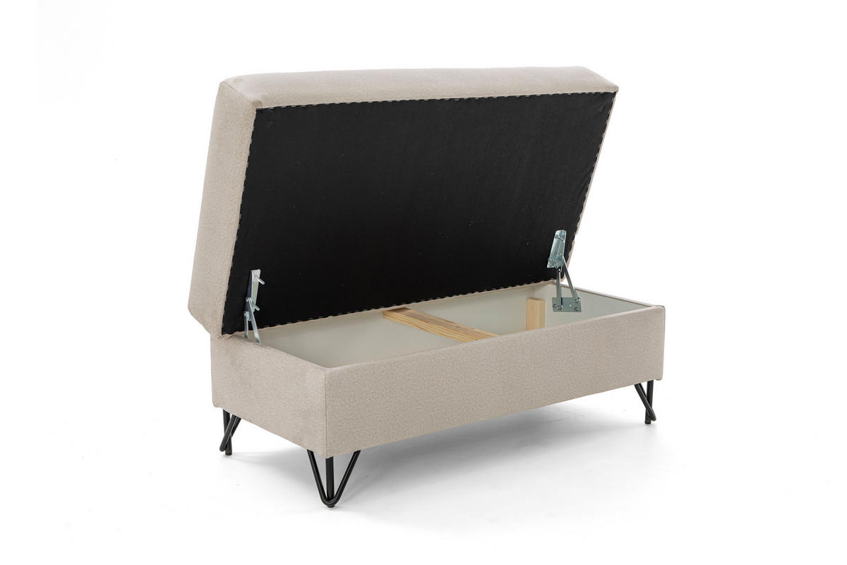 POUF JUNIOR 105x55 cm Velours Creme - Creme/Schwarz, Holz/Textil (105/43/55cm) - Muffo