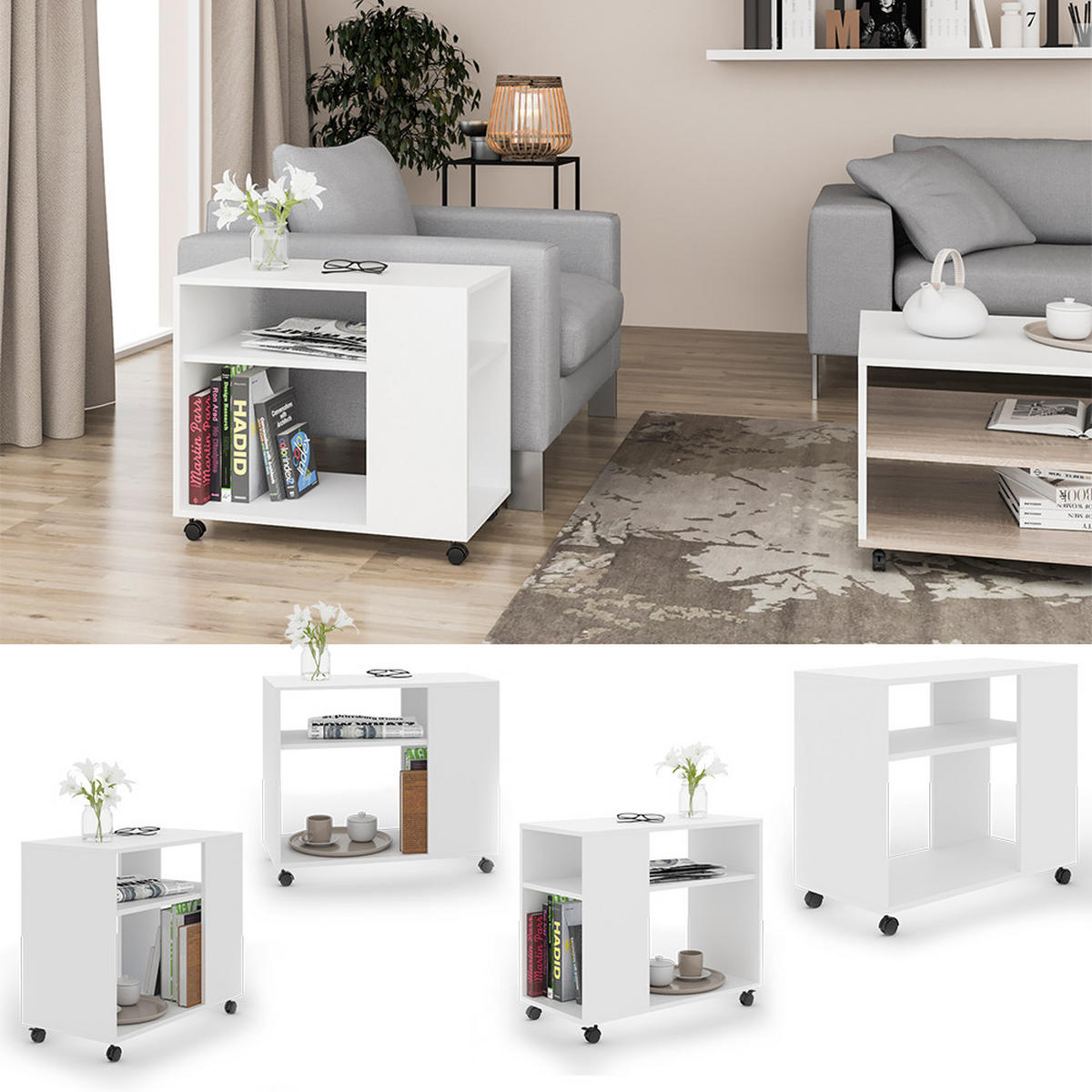 KONFERENČNÍ STŮL Rolli Bílá 70 x 35 cm - bílá, kompozitní dřevo (35/70/60cm) - Vicco