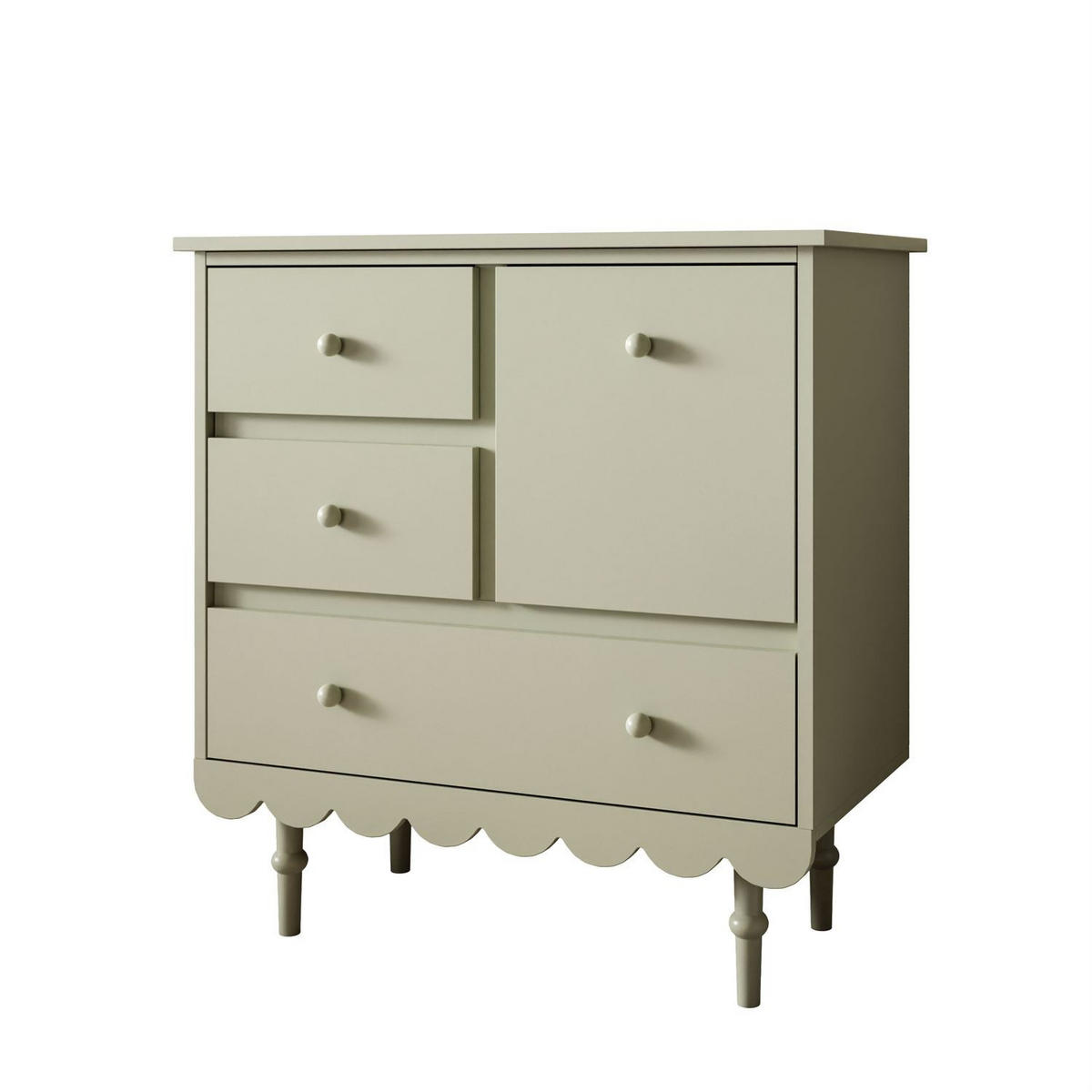 BABUSHKA Kommode mit Schubladen, mit Wickeltisch, Olivgrün - Olivgrün, Holzwerkstoff (84/91/50cm)