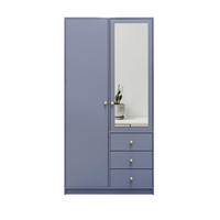 DREHTÜRENSCHRANK GALIO 100/200/57,5 cm 2-türig mit Spiegel Blau - Blau, Holzwerkstoff (100/200/57.5cm) - MASSENO