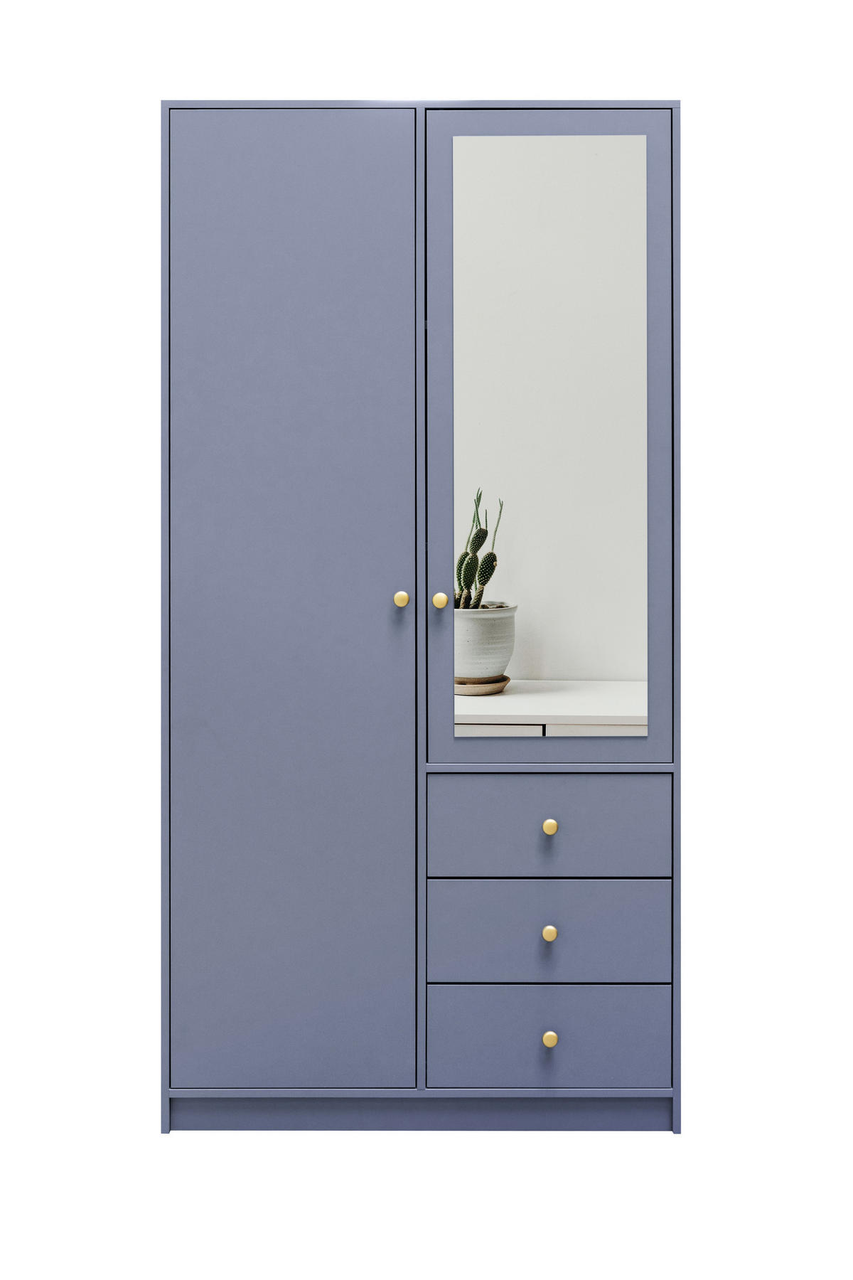 DREHTÜRENSCHRANK GALIO 100/200/57,5 cm 2-türig mit Spiegel Blau - Blau, Holzwerkstoff (100/200/57.5cm) - MASSENO