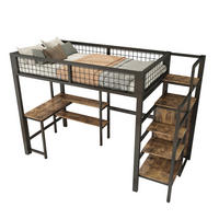 HOCHBETT 90x200cm, Eisen, Stauraum unter Tisch, Regale, Einbauschrank, Schwarz - Schwarz, Metall (90/200cm)