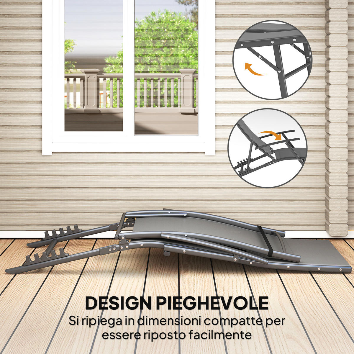 SONNENLIEGE Set mit 2 klappbaren Gartenstühlen mit 4-fach verstellbarer Rückenlehne und Kissen,154*64*87 cm ,Grau - Grau, Metall (64/87/154cm) - Vallsero