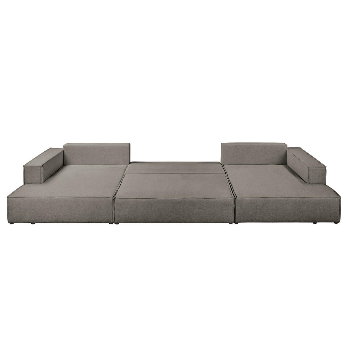 WOHNLANDSCHAFT mit Schlaffunktion - Schwarz/Grau, Kunststoff/Textil (398/70/148cm) - home24