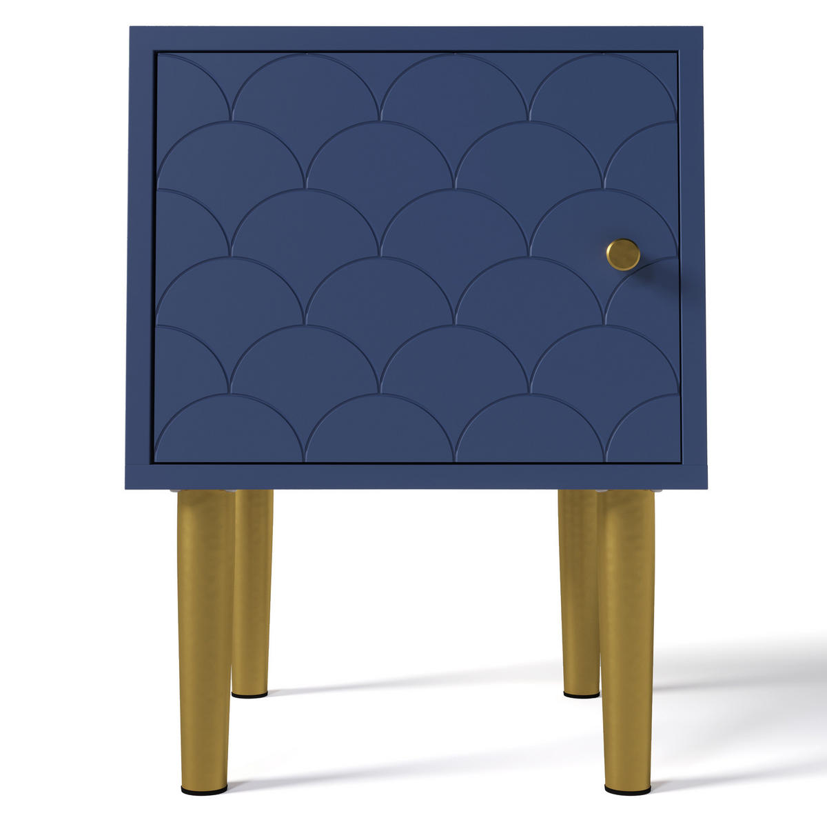 NACHTTISCH 35/35/51 cm in Marineblau mit Tür & Metallbeinen - Dunkelblau, Holz (35/51/35cm) - BEAOK