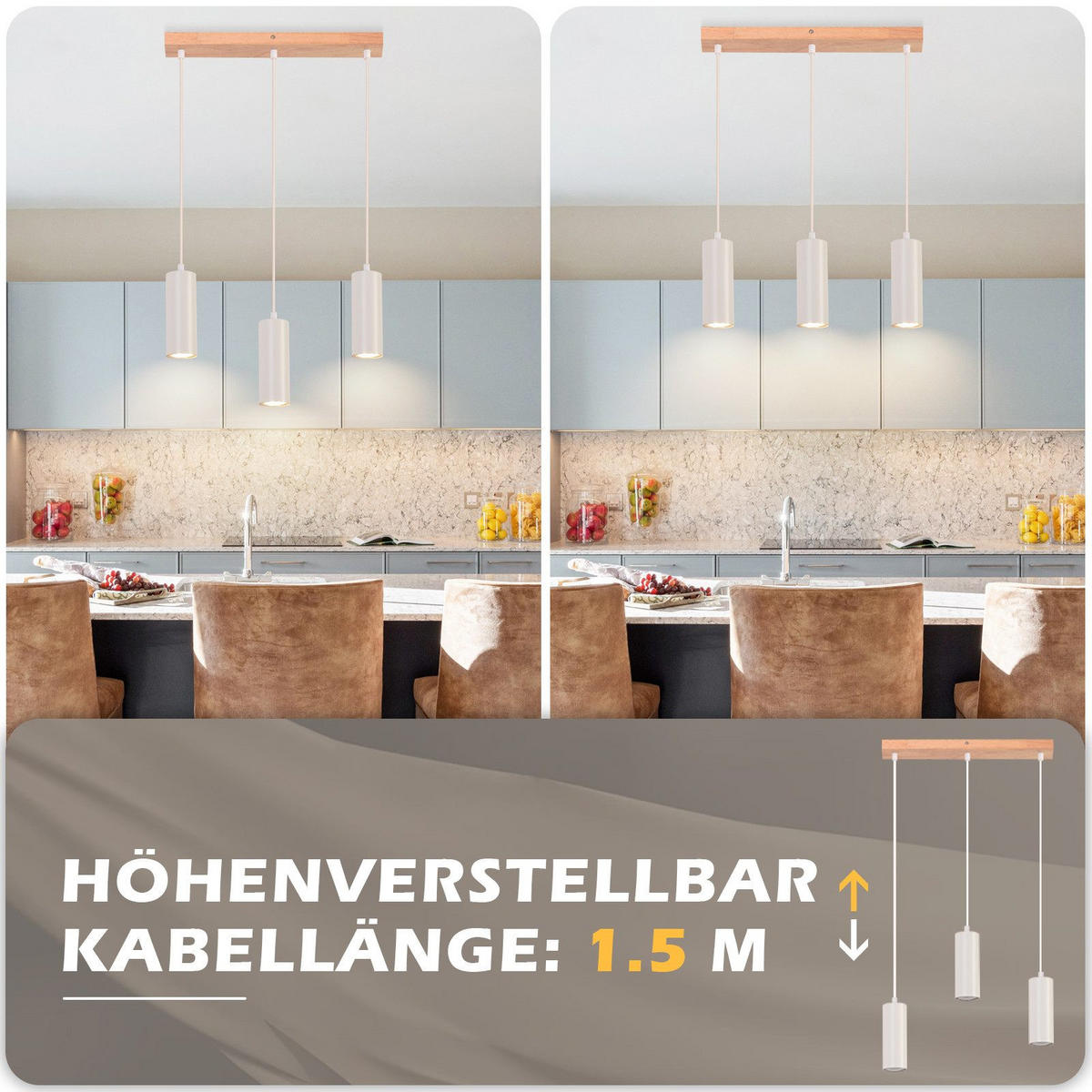 PENDELLEUCHTE Clara 42/6/171 cm - Weiß, Metall (42/6/171cm) - ZMH