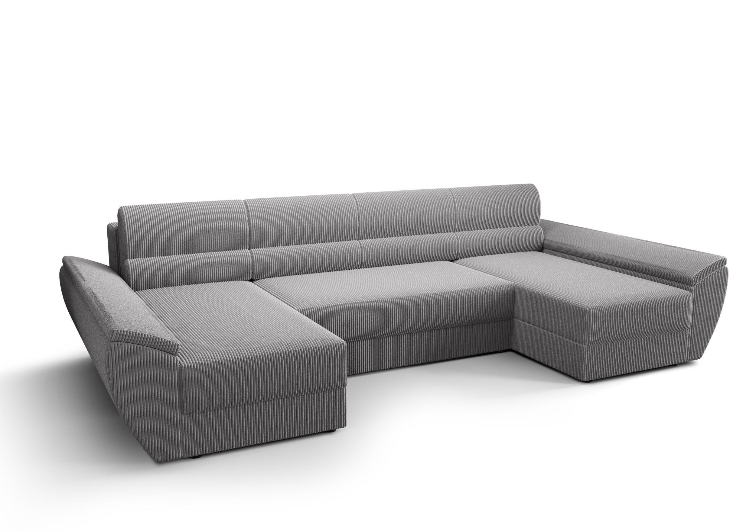 WOHNLANDSCHAFT REBIU4 Poso 110 mit Schlaffunktion - Grau, Textil (326/86/140cm) - Bedante