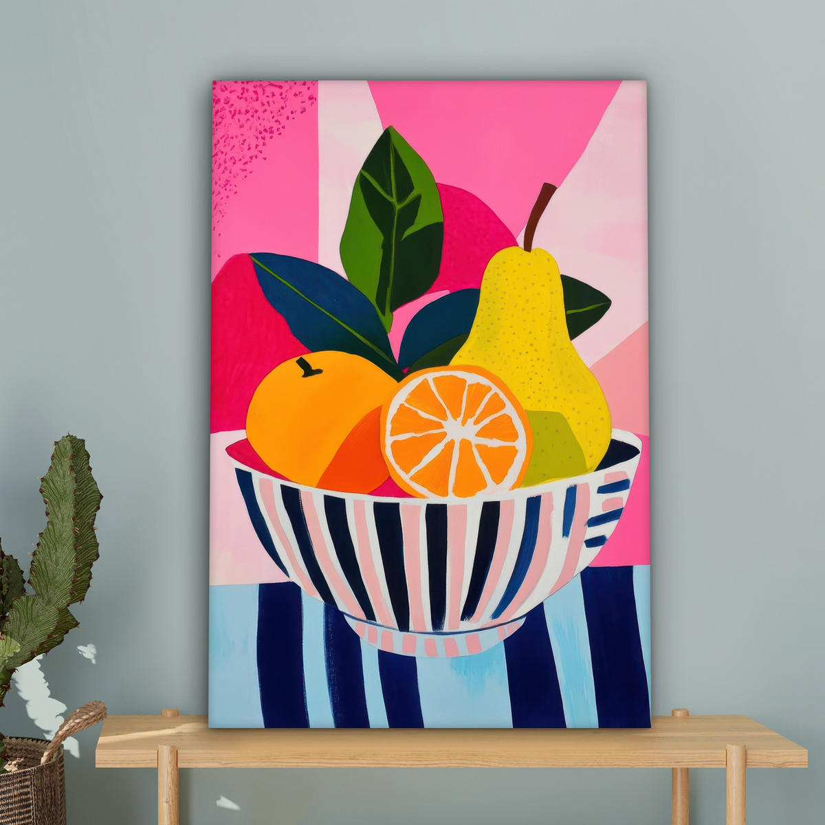 LEINWANDBILD Obst - Abstrakter Hintergrund - Rosa Wanddeko Schlafzimmer 60x90 cm - Pink, Textil (60/90cm) - MuchoWow